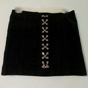 80s Rocker Vtg Wilsons Leather Maxima Black Chains Suede Mini